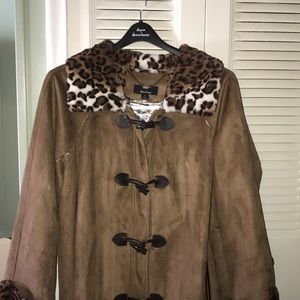 Suede winter coat! Faux fur lining!